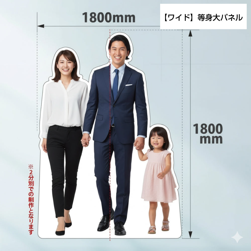 【ワイド】等身大パネル1800mm×1800mmワイドサイズ(1800mm×1800mm)の等身大パネルは、3人の並んだ等身大パネルに最適です。
