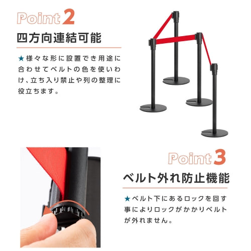 2本セット ベルトパーテーションセット ブラックポール be87-bk