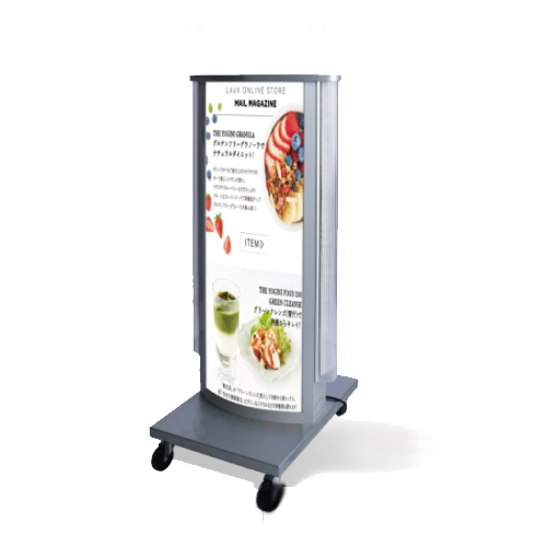 LED電飾スタンド看板 楕円形 LEDテープライト付き 印刷シート貼込タイプ 両面表示 シルバー/ブラック/ライトグレー/ホワイト ALD-380