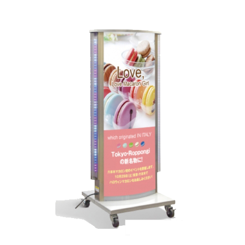 LED電飾スタンド看板 楕円形 LEDテープライト付き 印刷シート貼込タイプ 両面表示 シルバー/ブラック/ライトグレー/ホワイト ALD-380