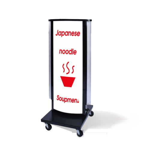 LED電飾スタンド看板 楕円形 LEDテープライト付き 印刷シート貼込タイプ 両面表示 シルバー/ブラック/ライトグレー/ホワイト ALD-380