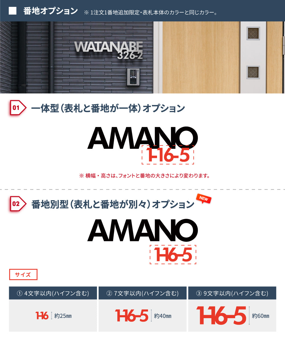 表札 アンダーラインのない シンプルな切り文字 gs-nmpl-1005