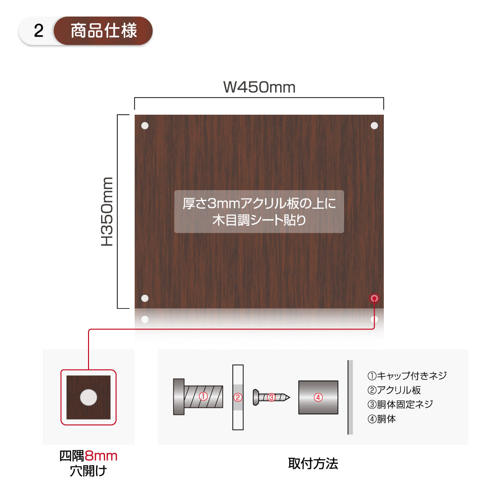 登録電気工事 看板【木目調風】W450mm×H350mm 業者票 許可票 標識 gs-pl-ele-wood