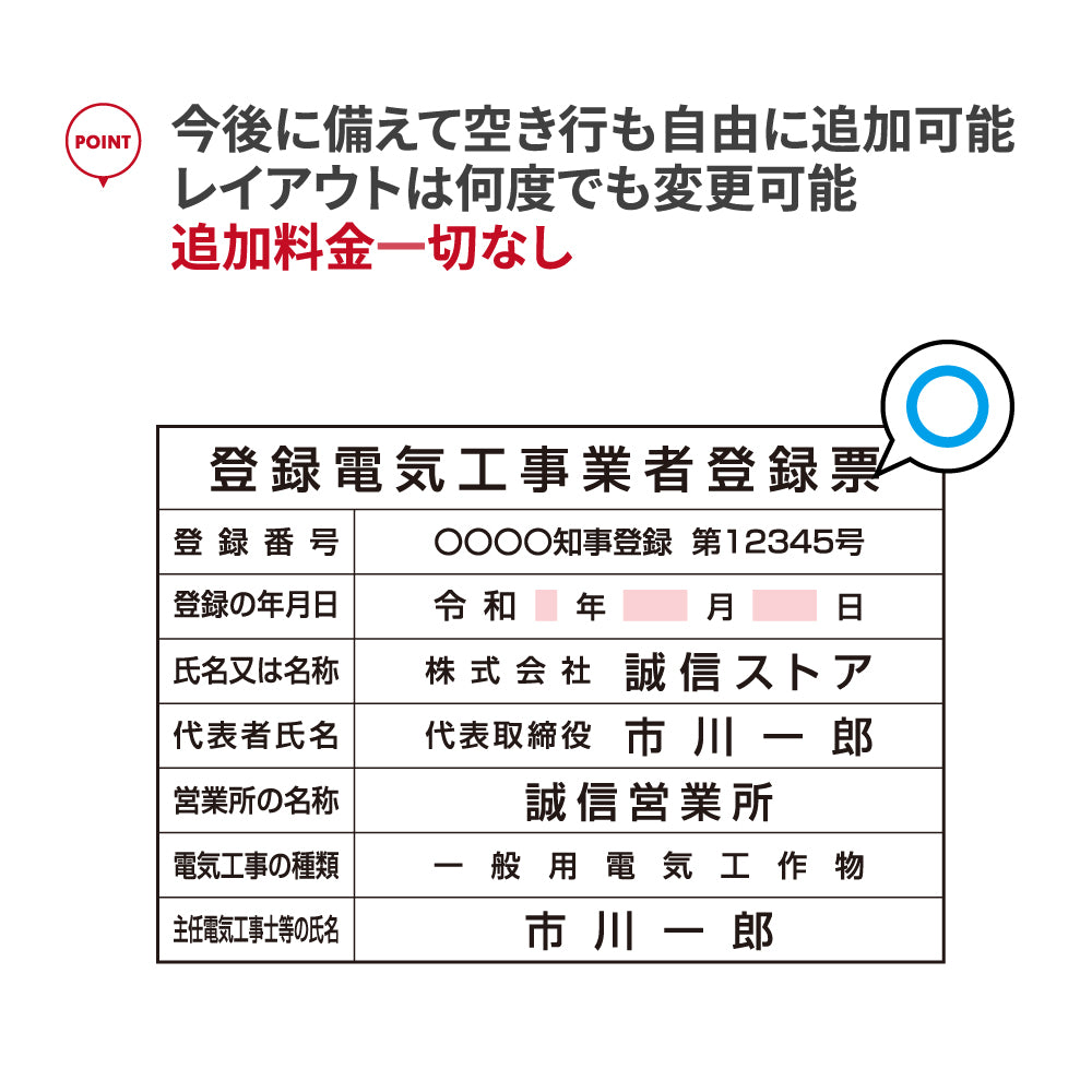 登録電気工事 看板 業者票 看板 高級 許可票 法令 カラー:紺色 金/銀文字 事務所用 標識 サイン gs-pl-navy-ele