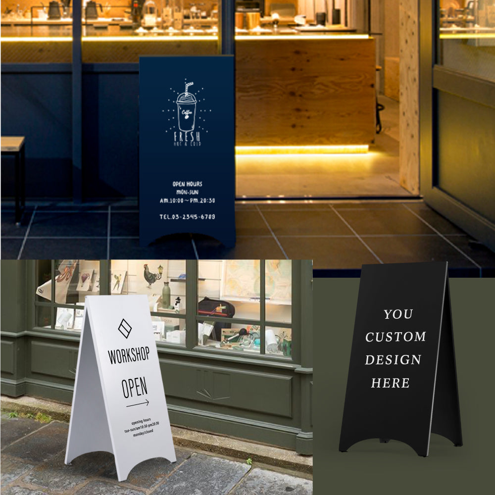 看板 店舗用 スチール製 両面表記 H700mm 立て看板 A型看板 アーチ ショップ 看板 a看板 パネル 屋外 A型スタンド看板 パネルスタンド 店舗用看板 マグネット式 印刷 カフェ 美容室 サロン 看板 黒 白 送料無料 日本製 tb-a3470