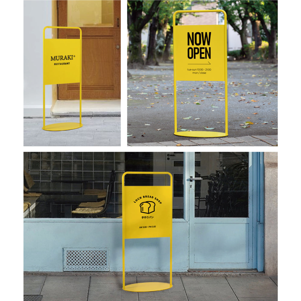 【データ入稿無料&印刷込み】看板 店舗用 スチールフレーム W450mm×H1010mm×D300mm 表示面サイズ約:W400×H440mm 両面表示 立て看板 A型看板 ショップ 看板 a看板 パネル 屋外 A型スタンド看板 パネルスタンド カッティングシート 切り文字 lkb-14
