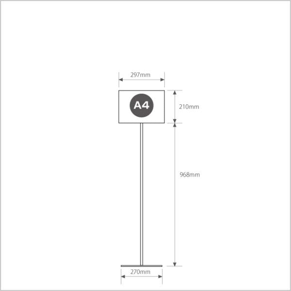 ポールサインスタンド看板 差し替え式 角度節可 A4片面横 W300×H1180mm mul-a4s2