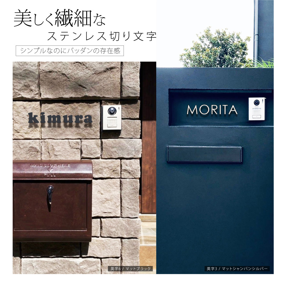 【必要な文字数でご注文してください】表札 ステンレス 切り文字 バラ文字 50角 80角 100角 即日 gs-nmpl-ks-eng