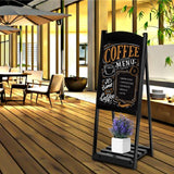 【ブラック】棚付き イーゼルスタンド ブラックボード W50×H95×D42cm 屋外タイプ チョーク付き スタンドボード メニューボード 立て看板 黒板 ウェディング カフェ レストラン サロン 飲食店 wbs-tn95-bk