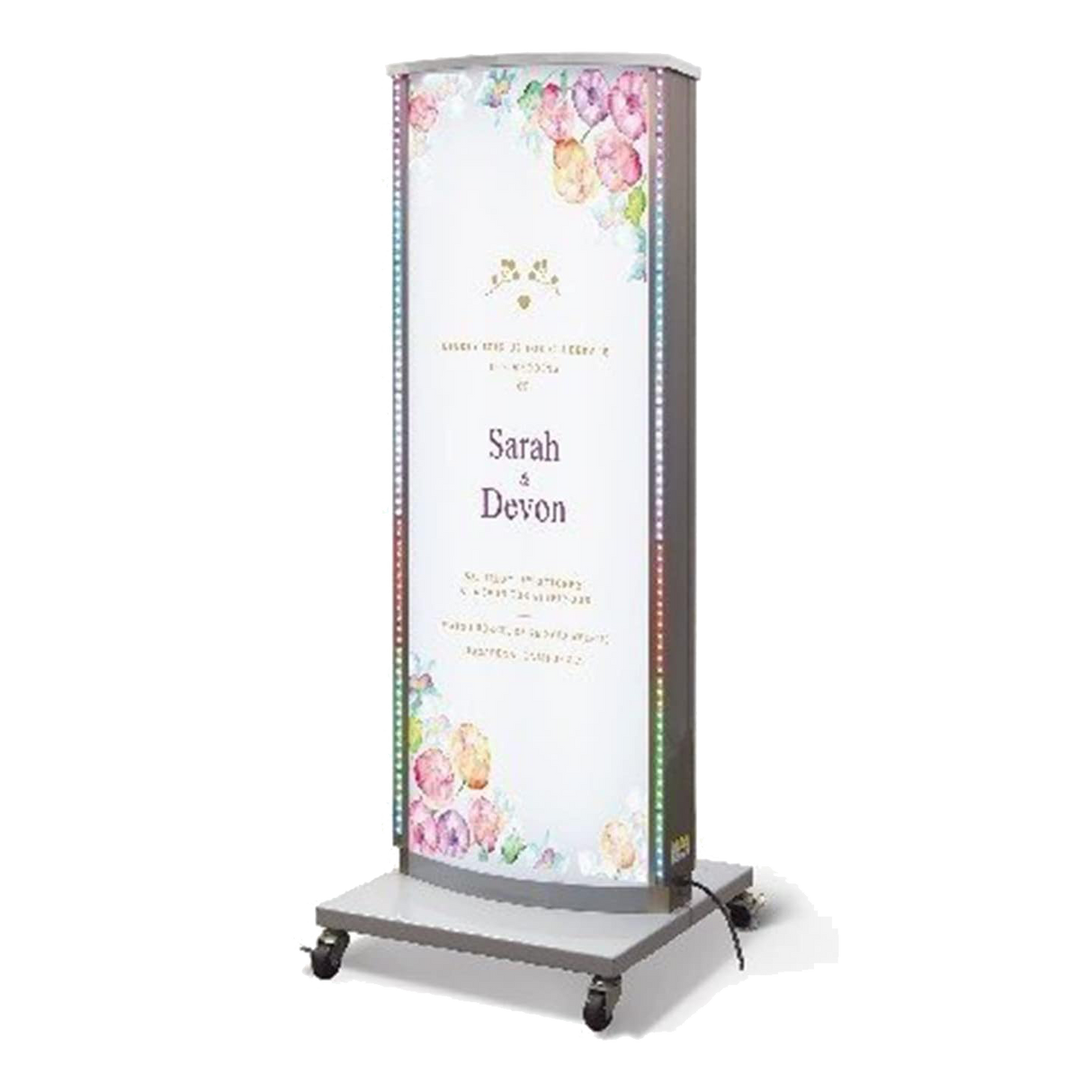 LED電飾スタンド看板 楕円形 LEDイルミネーション付き 印刷シート貼込タイプ 両面表示 シルバー AND-S480