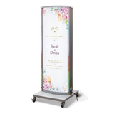 LED電飾スタンド看板 楕円形 LEDイルミネーション付き 印刷シート貼込タイプ 両面表示 シルバー AND-S480