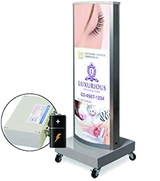 LED電飾スタンド看板 楕円形 バッテリー充電式 印刷シート貼込タイプ 両面表示 シルバー LED-J1100