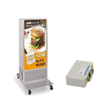 LED電飾スタンド看板 バッテリー充電式 印刷シート貼込タイプ 両面表示 シルバー/ブラック LED-TKJ1200