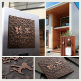 表札 玄関 おしゃれ 住所 番地 130角/150角 扉 屋外 戸建て 浮き彫り アルミ製 和モダンな玄関 屋外対応 gs-nmpl-1074
