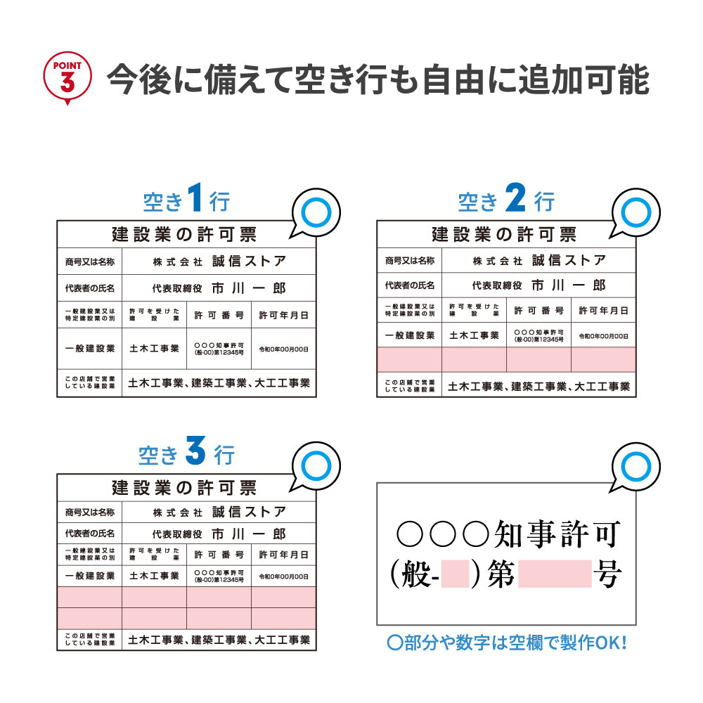 建設業の許可票 業者票 看板 紺色 金/銀文字 事務所用 gs-pl-navy-rb