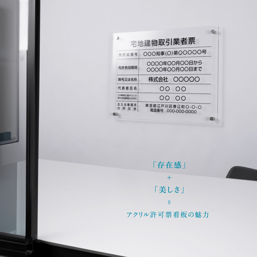 登録電気工事業者登録票 透明アクリル W450mm×H350mm×t3mm 内容込み 名入れ 看板 法定看板 許可票 gspl-3ele