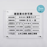 建設業の許可票 看板 W450mm×H350mm×t3mm 許可票 文字入れ無料 【内容印刷込み】gspl-3rb