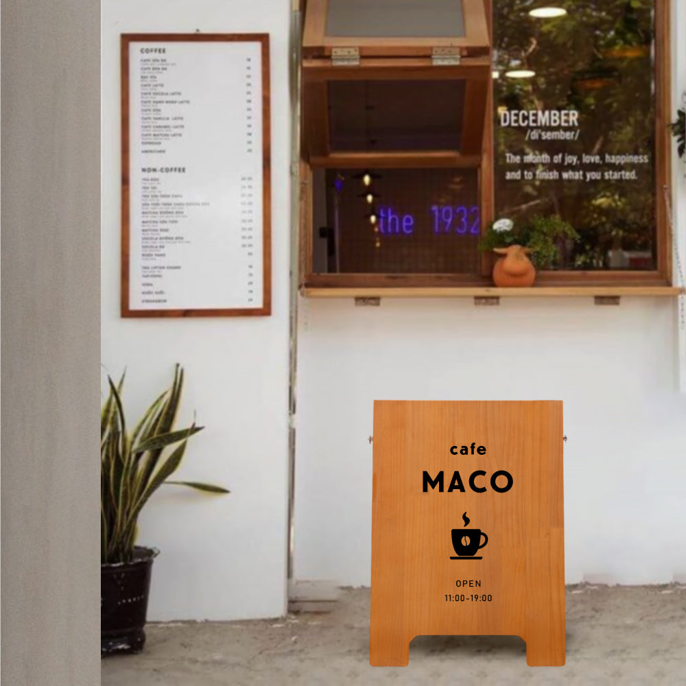 【両面印刷・デザイン自由】看板 店舗用 W500mm×H700mm×D350mm 立て看板 A型看板 ショップ 看板 a看板 パネル 屋内 A型スタンド看板 パネルスタンド 看板製作 オーダーメイド看板 おしゃれ 木制 美容室 看板 日本製 lkb-18